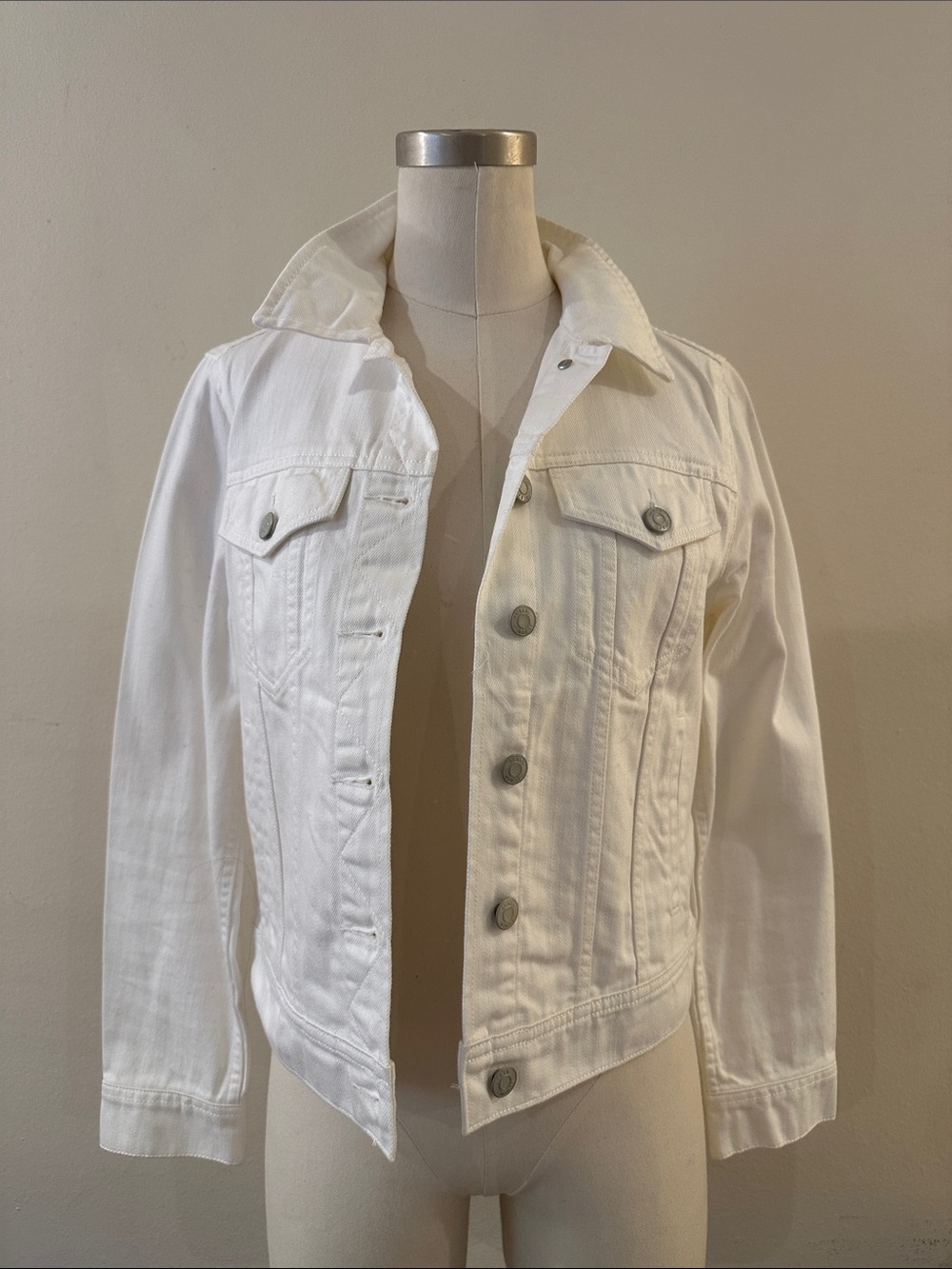 J. Crew Women's White Denim Jacket - Classic Button-Front